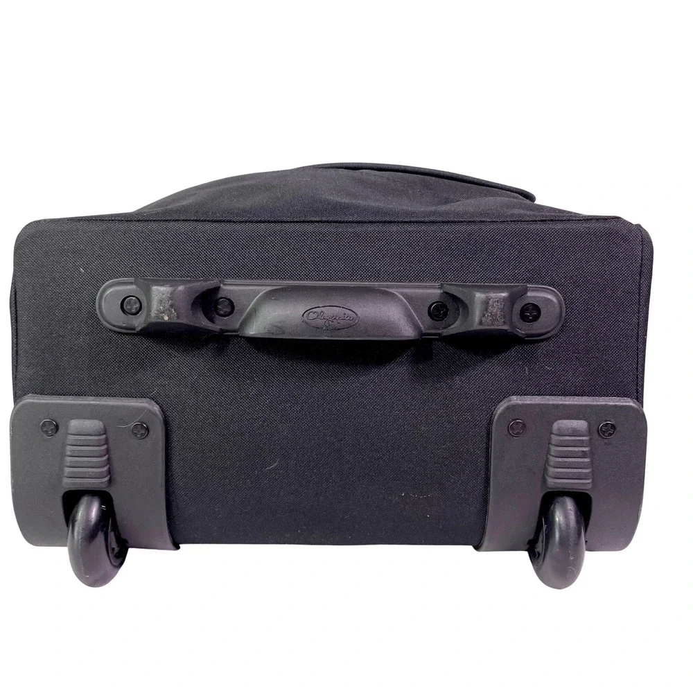 Olympia Sports Plus Rolling Tote Bag Travel Bag Black Canvas Retractable Handle